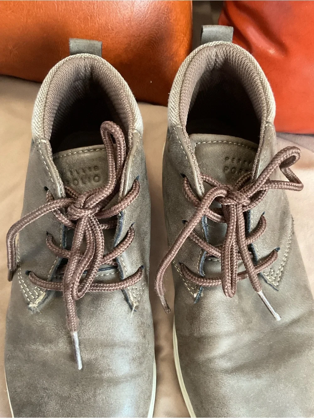 Perry Ellis PORTFOLIO Kids Brown Suede Lace-Up Ankle Boots Santa Cruze size 3